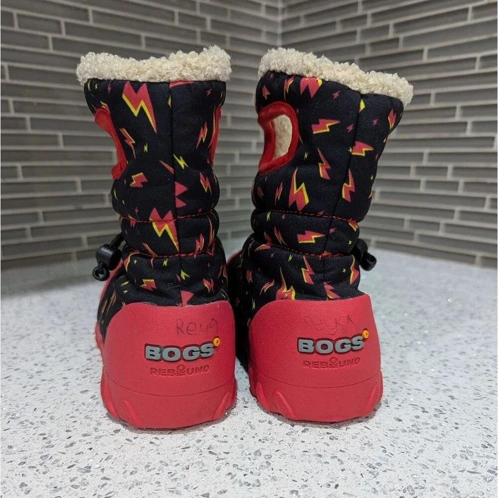 Bogs B-Moc winter boots Lightning black Red Yellow Waterproof Kids Boys Size 13